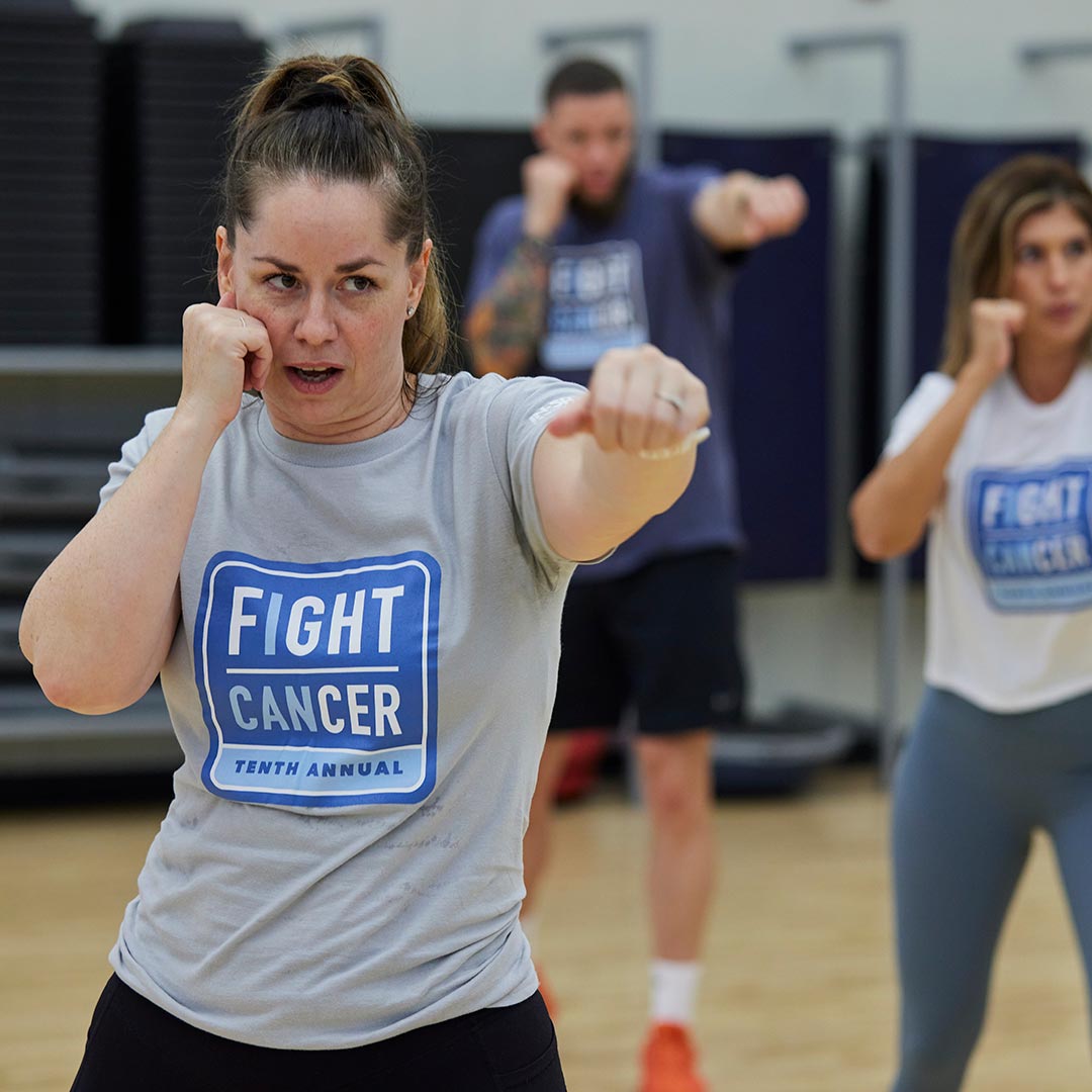 woman boxing in a cardio class